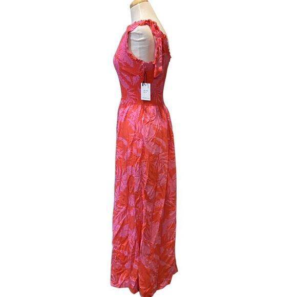 NWT Japna Tropical Floral Smocked One Shoulder Resortwear Maxi Dress size M - Picture 5 of 10